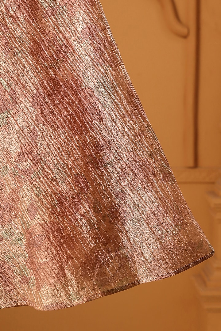 Peach Crushed Tissue Printed Flared Sharara Set For Girls by Casa Ninos at Pernia's Pop Up Shop