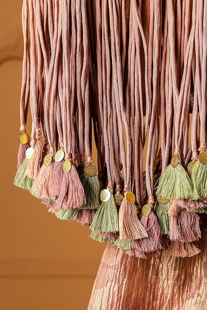 Peach Crushed Tissue Printed Flared Sharara Set For Girls by Casa Ninos at Pernia's Pop Up Shop
