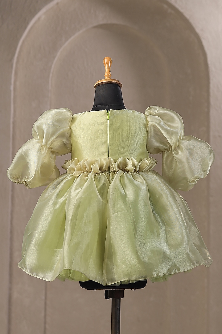 Green Organza Tissue Dress For Girls by Casa Ninos at Pernia's Pop Up Shop