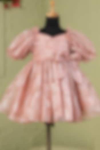 Rust Organza Satin Floral Printed Dress For Girls by Casa Ninos at Pernia's Pop Up Shop