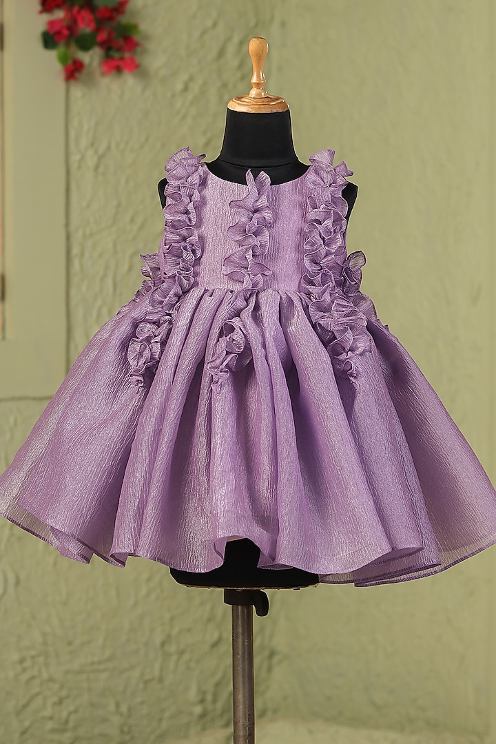 Purple Crushed Tissue Dress For Girls by Casa Ninos at Pernia's Pop Up Shop