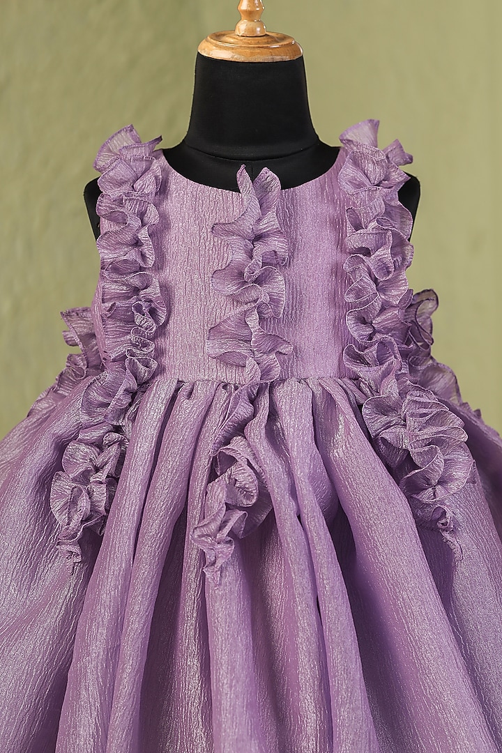 Purple Crushed Tissue Dress For Girls by Casa Ninos at Pernia's Pop Up Shop