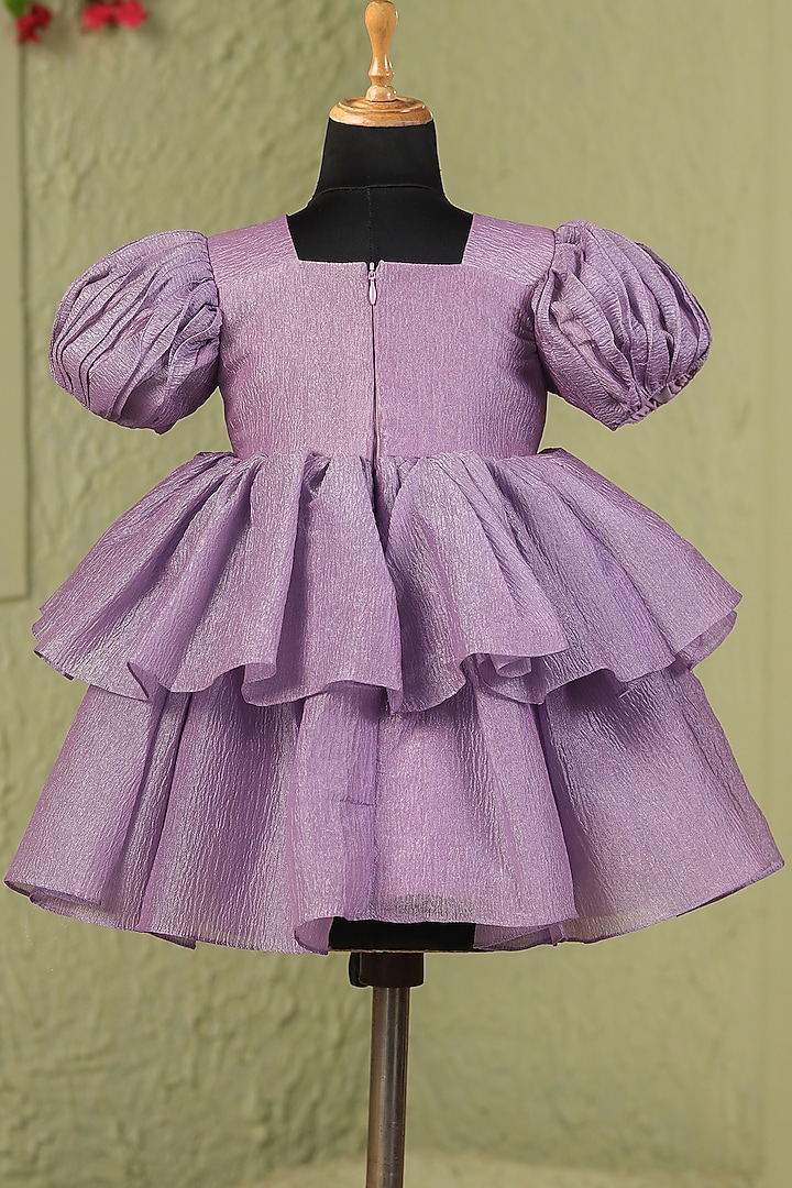Purple Crushed Tissue Dress For Girls by Casa Ninos at Pernia's Pop Up Shop