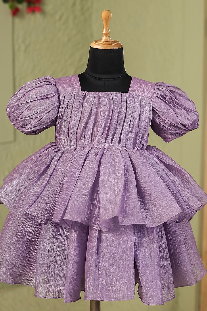 Purple Crushed Tissue Dress For Girls by Casa Ninos at Pernia's Pop Up Shop
