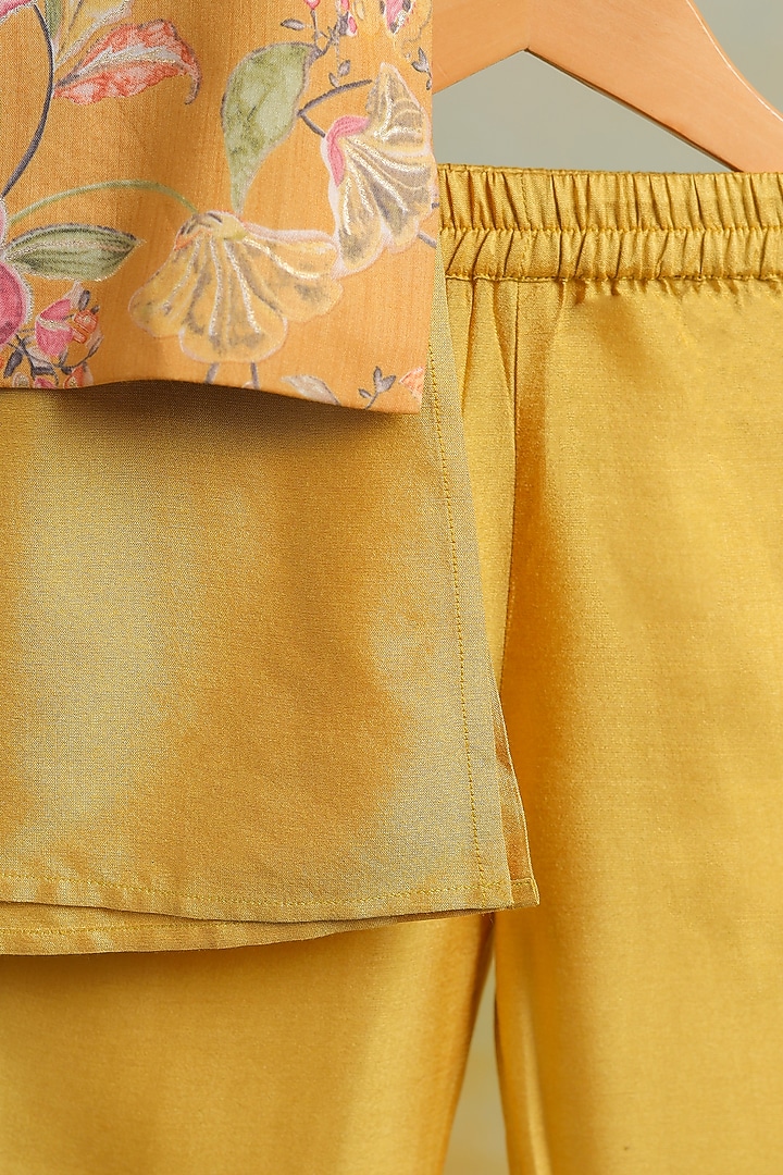 Yellow Cotton Floral Printed Nehru Jacket Set For Boys by Casa Ninos at Pernia's Pop Up Shop