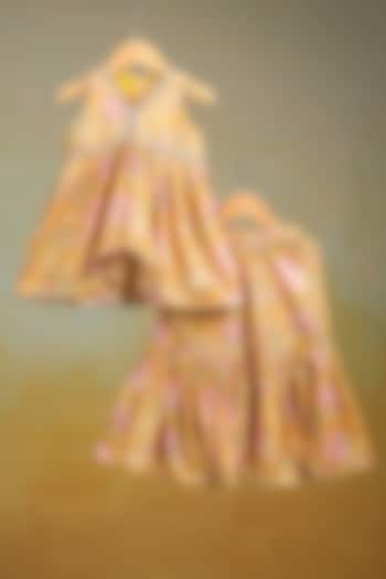 Yellow Cotton Floral Printed Sharara Set For Girls by Casa Ninos at Pernia's Pop Up Shop