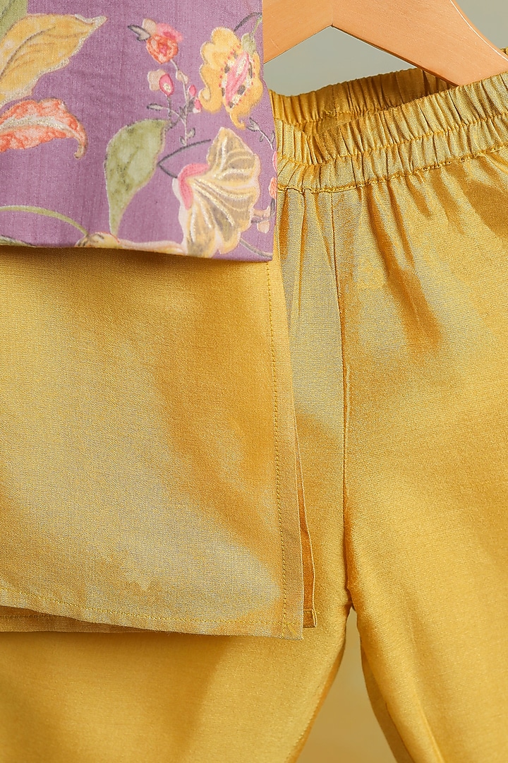 Purple Cotton Floral Printed Nehru Jacket Set For Boys by Casa Ninos at Pernia's Pop Up Shop