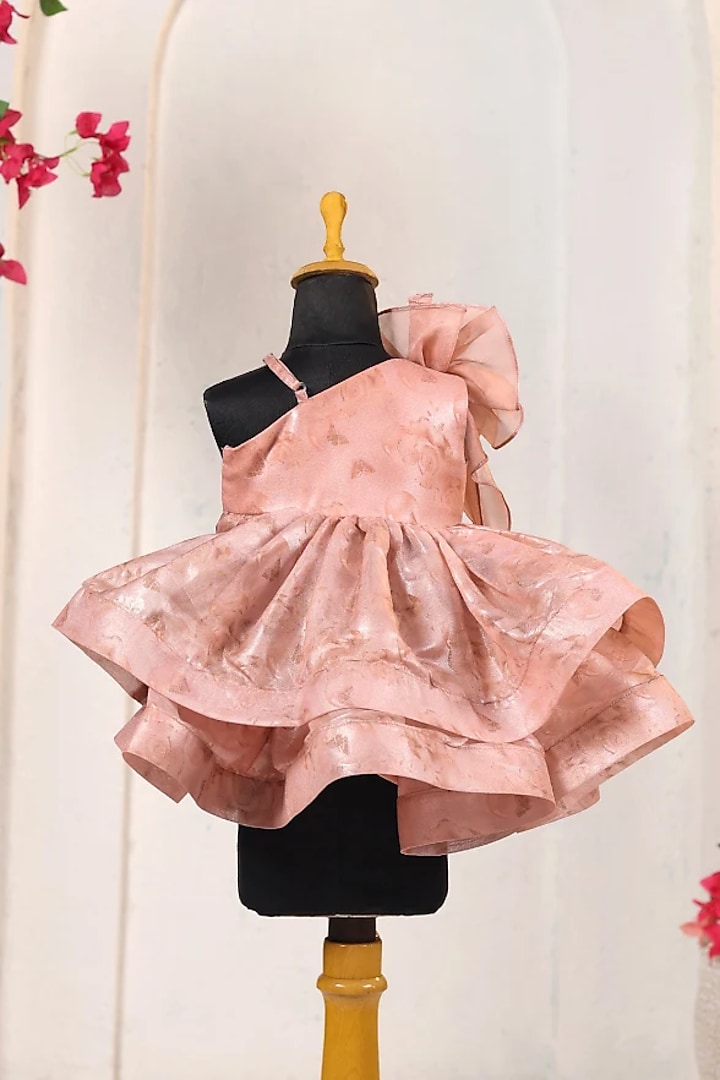 Peach Organza Embroidered Dress For Girls by Casa Ninos at Pernia's Pop Up Shop