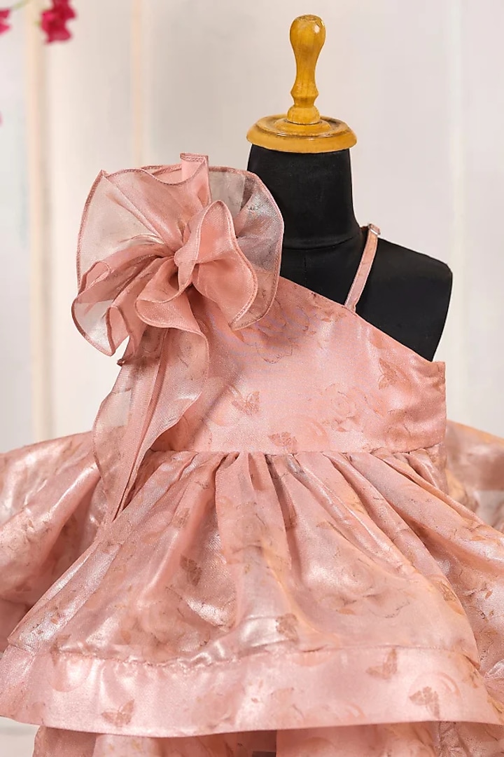Peach Organza Embroidered Dress For Girls by Casa Ninos at Pernia's Pop Up Shop