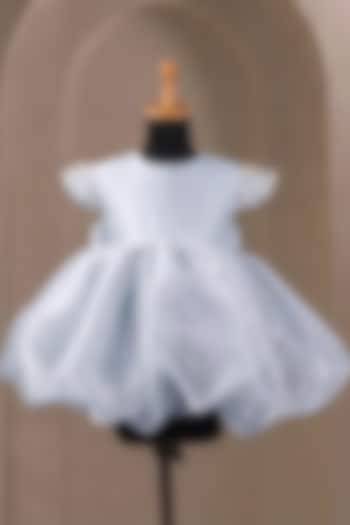 Light Blue Organza Pearl Embellished Dress For Girls by Casa Ninos at Pernia's Pop Up Shop