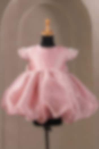 Onion Pink Organza Pearl Embellished Dress For Girls by Casa Ninos at Pernia's Pop Up Shop
