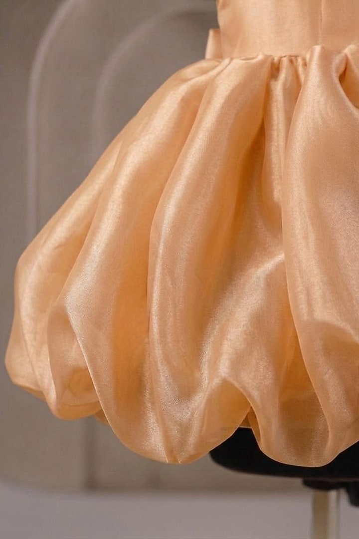 Yellow Organza Pearl Embellished Dress For Girls by Casa Ninos at Pernia's Pop Up Shop
