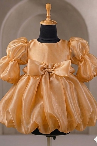 Yellow Organza Dress For Girls by Casa Ninos