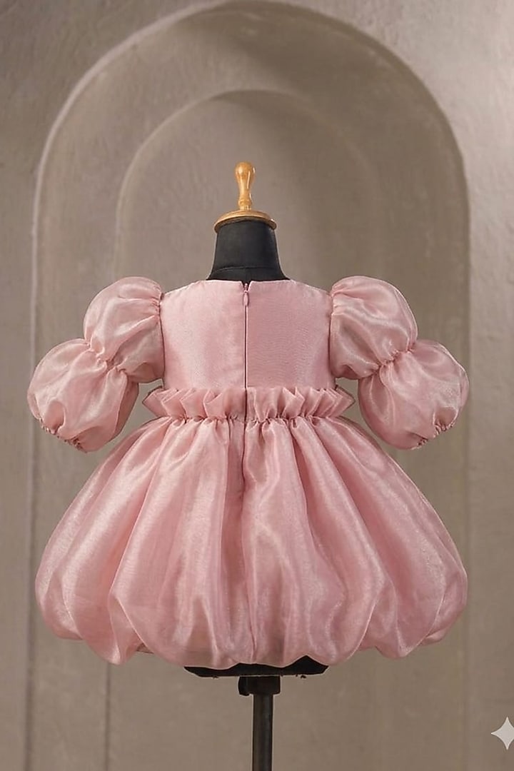 Onion Pink Organza Dress For Girls by Casa Ninos at Pernia's Pop Up Shop