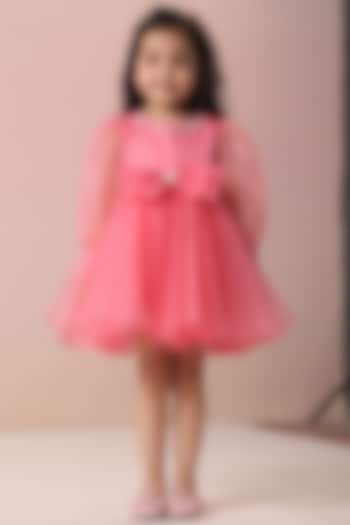 Pink Organza Layered Tier Dress For Girls by Casa Ninos