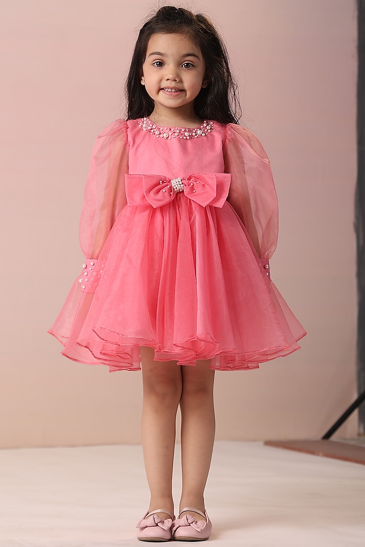 Pink Organza Layered Tier Dress For Girls by Casa Ninos at Pernia's Pop Up Shop