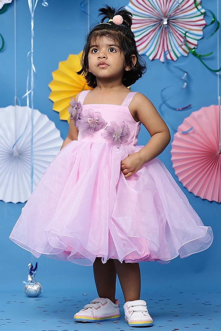 Lilac Organza Dress For Girls by Casa Ninos