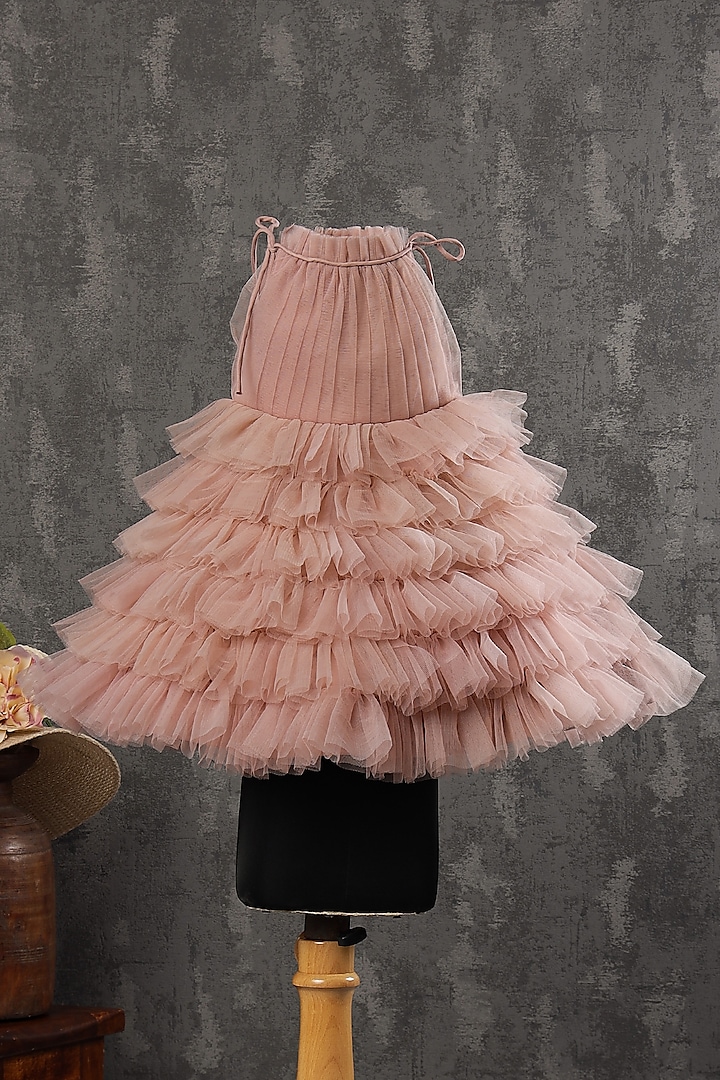 Onion Pink Layered Dress For Girls by Casa Ninos