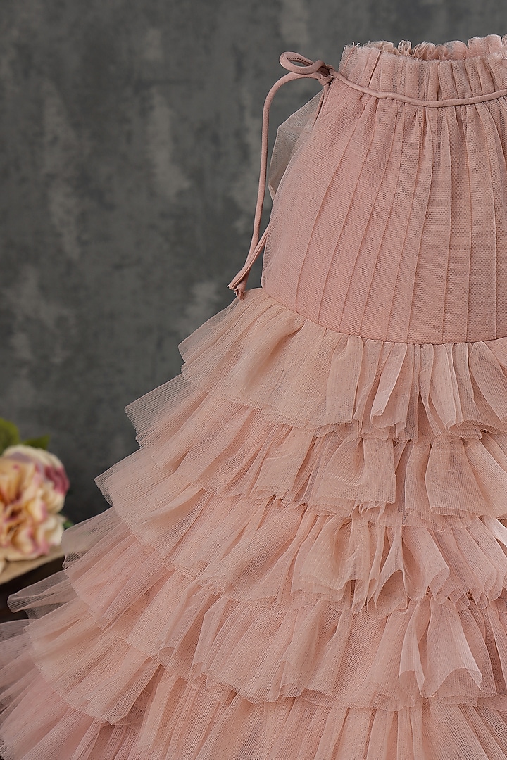 Onion Pink Layered Dress For Girls by Casa Ninos at Pernia's Pop Up Shop