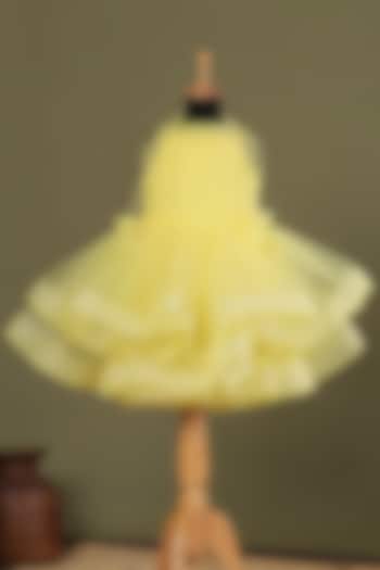 Yellow Net Layered Dress For Girls by Casa Ninos