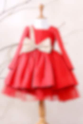 Red Tulle A-Lined Dress For Girls by Casa Ninos
