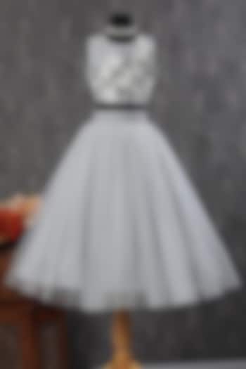 Light Grey Net Skirt Set For Girls by Casa Ninos at Pernia's Pop Up Shop