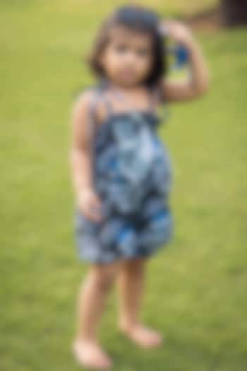 Black Floral Printed Playsuit For Girls by Casa Ninos at Pernia's Pop Up Shop