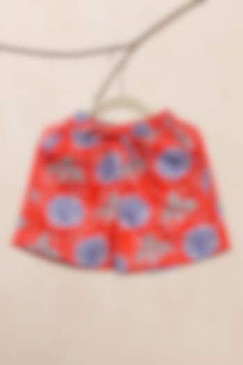 Red Cotton Printed Shorts For Boys by Casa Ninos