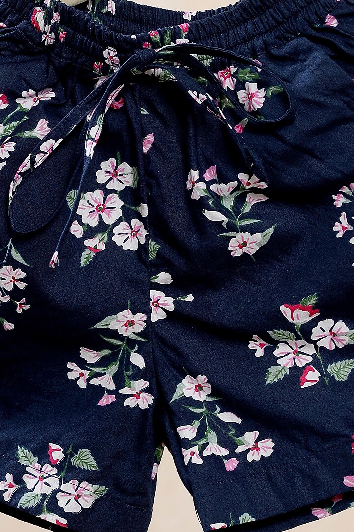 Blue Floral Printed Shorts For Boys by Casa Ninos at Pernia's Pop Up Shop