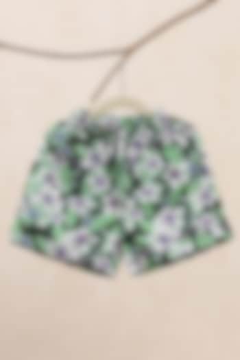 Green Tropical Printed Shorts For Boys by Casa Ninos