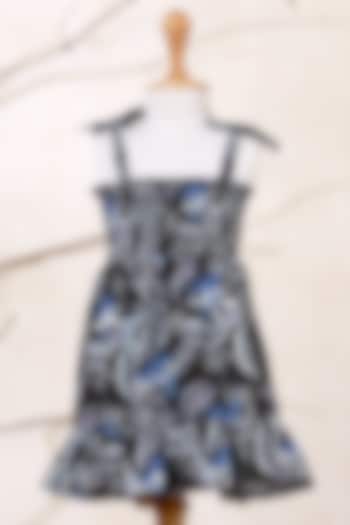 Blue & Black Cotton Printed Dress For Girls by Casa Ninos