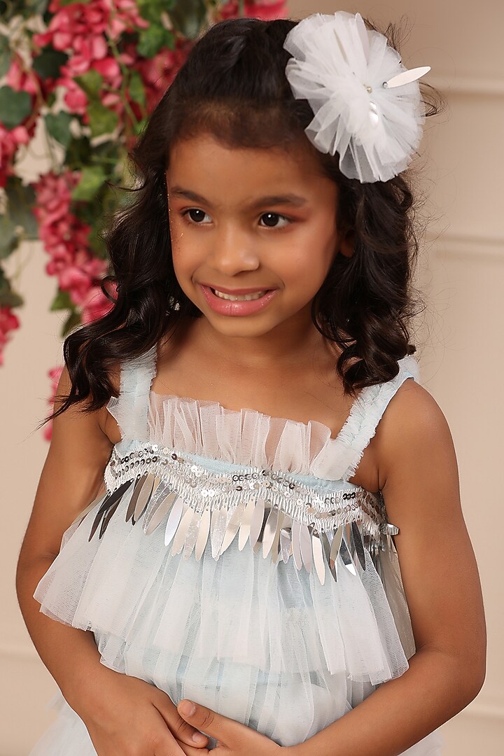 Sea Blue Strappy Layered Dress For Girls by Casa Ninos at Pernia's Pop Up Shop