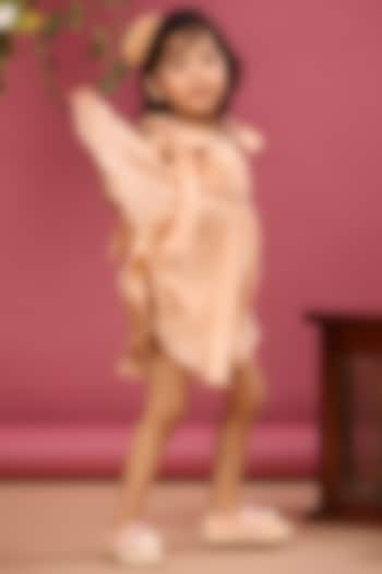 Nude Brown Organza Dress For Girls by Casa Ninos at Pernia's Pop Up Shop