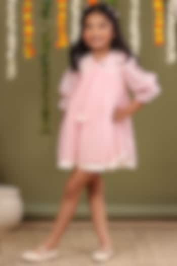 Pink Embroidered Dress For Girls by Casa Ninos