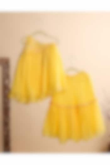 Yellow Kota Checks Embroidered Sharara Set For Girls by Casa Ninos at Pernia's Pop Up Shop