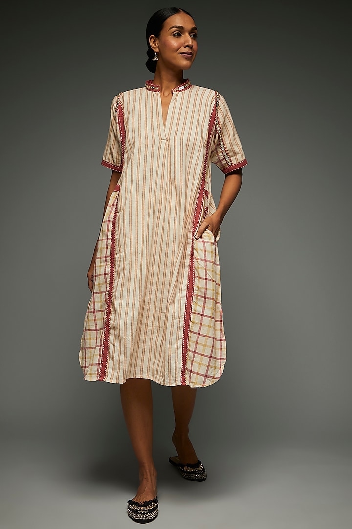 Ivory & Red Cotton Dress by THE WOVEN LAB at Pernia's Pop Up Shop