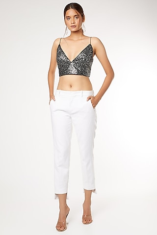 Black Embroidered Top by THE WOVEN LAB