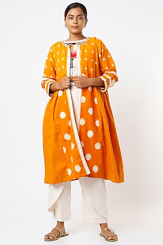Yellow Handwoven Jacket Set by THE WOVEN LAB