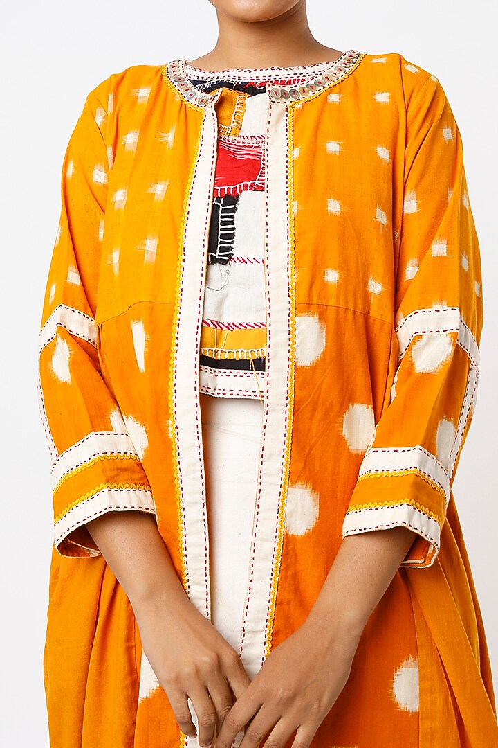Yellow Handwoven Jacket Set by THE WOVEN LAB at Pernia's Pop Up Shop