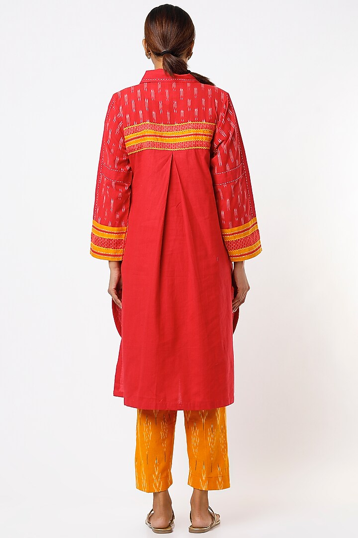 Red Khadi Cotton Co-Ord Set by THE WOVEN LAB at Pernia's Pop Up Shop