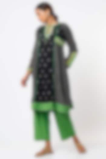 Black Ikat Handwoven Tunic Set by THE WOVEN LAB at Pernia's Pop Up Shop