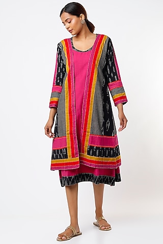 Black Handwoven Jacket Set by THE WOVEN LAB