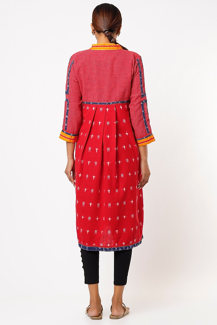 Red Handwoven Tunic Summer Dress by THE WOVEN LAB at Pernia's Pop Up Shop