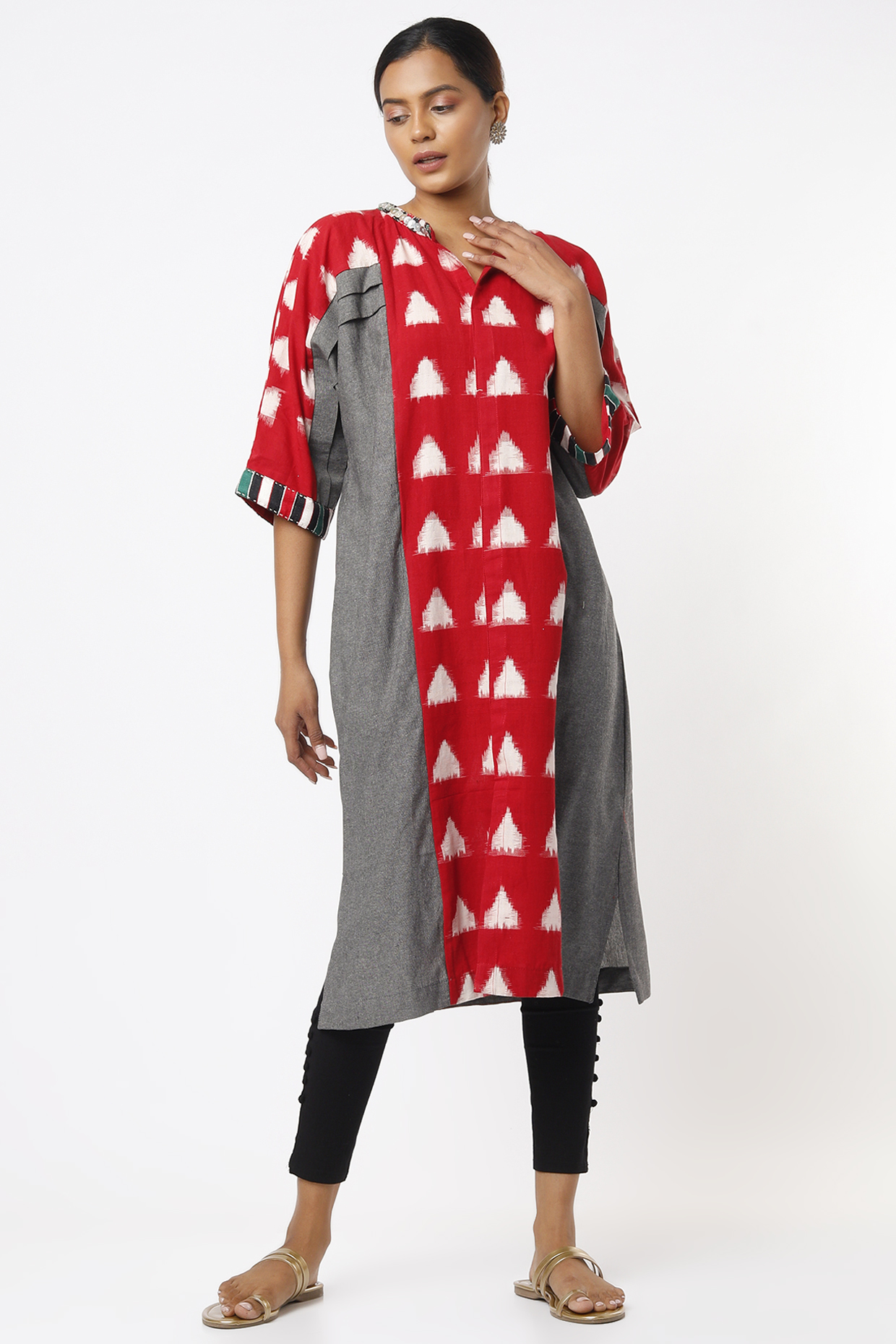 Red Handwoven Tunic  by THE WOVEN LAB at Pernia's Pop Up Shop