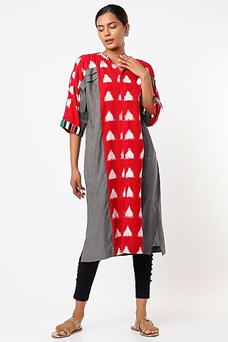 Red Handwoven Tunic  by THE WOVEN LAB