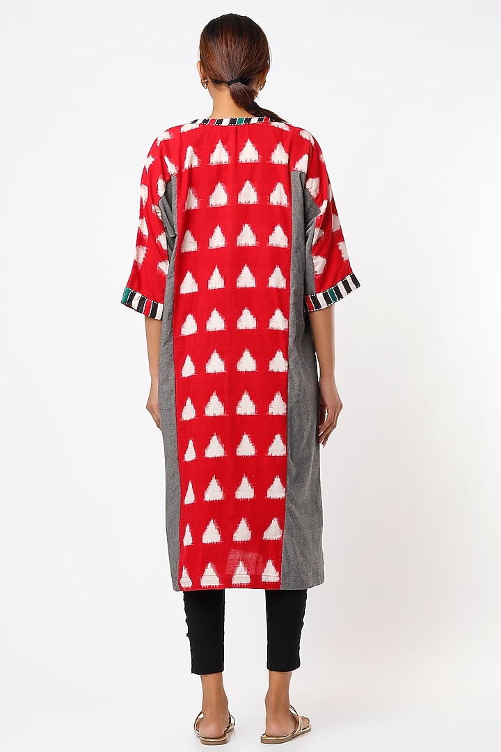 Red Handwoven Tunic by THE WOVEN LAB at Pernia's Pop Up Shop