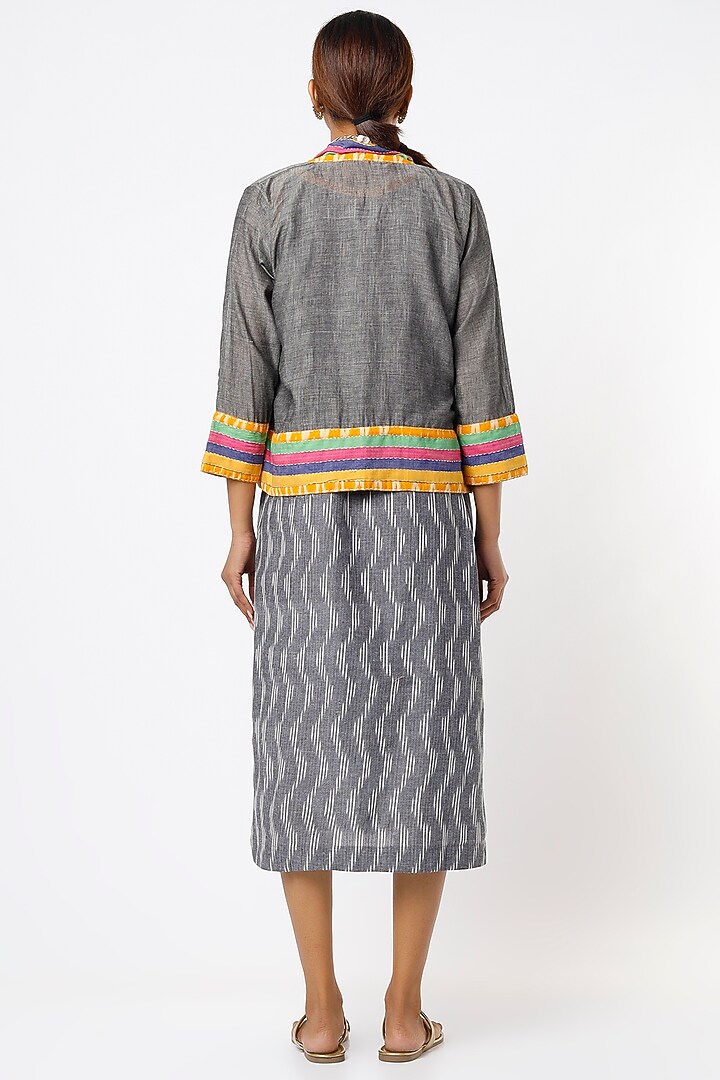Grey Handwoven Jacket Set by THE WOVEN LAB at Pernia's Pop Up Shop