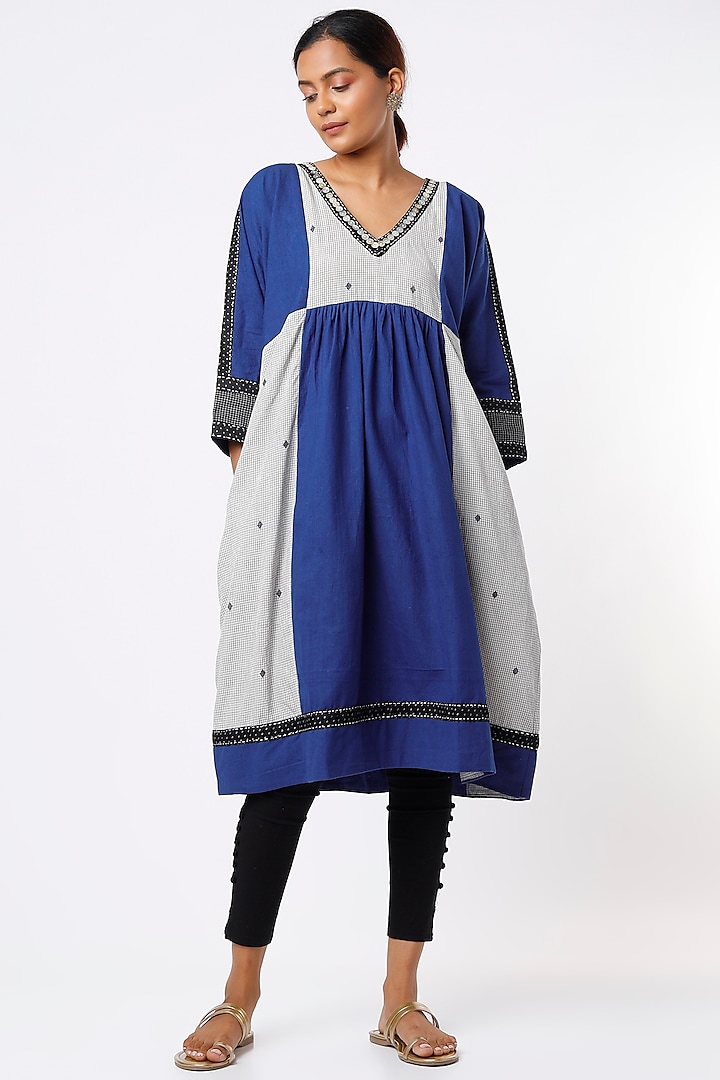 Cobalt Blue Handwoven Gathered Summer Dress by THE WOVEN LAB at Pernia's Pop Up Shop