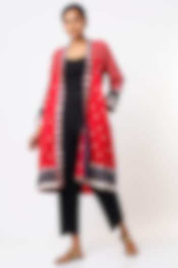 Red Handwoven Jacket by THE WOVEN LAB