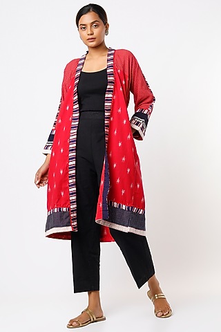 Red Handwoven Jacket by THE WOVEN LAB